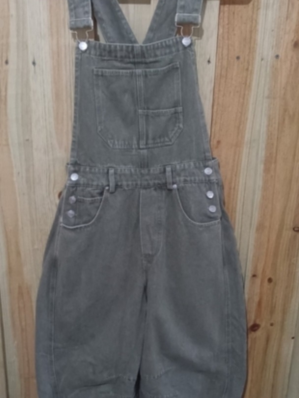 Women's Vintage Olive Green Denim Overralls Roolee NWT W/ Barrel Legs